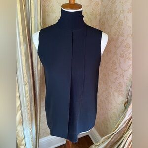 𝅺VINCE Black mock neck pleated sleeveless stretchy top size XS